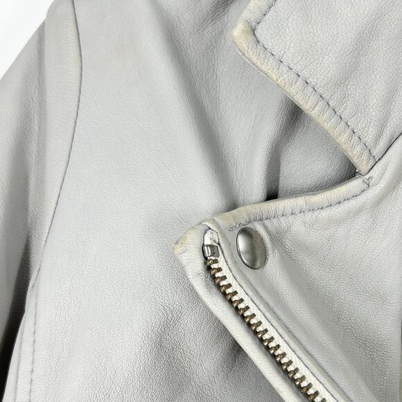 Iro Luiga Gray Leather Moto Biker Jacket - Picture 4 of 14